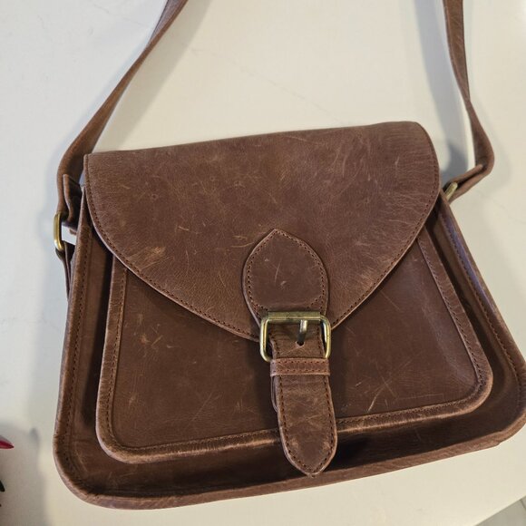JOYN Brown Leather Crossbody Bag *FAIRTRADE* - Picture 1 of 11